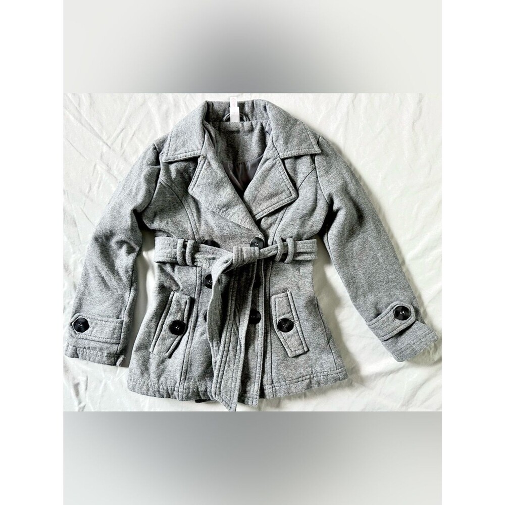SO Girls Gray Peacoat Jacket with Belt – Size 4/5
